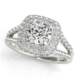 1.35 ctw Certified VS/SI Diamond Halo Ring 18k White Gold - REF-129K2Y