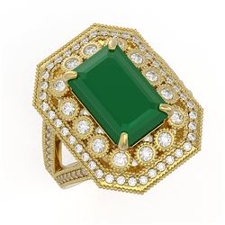 7.11 ctw Certified Emerald & Diamond Victorian Ring 14K Yellow Gold - REF-178Y2X