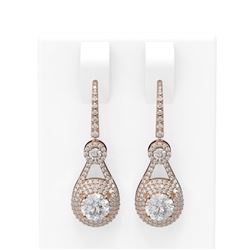 3.92 ctw Diamond Earrings 18K Rose Gold - REF-635G2W