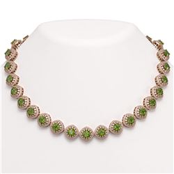 72.27 ctw Tourmaline & Diamond Victorian Necklace 14K Rose Gold - REF-2169F8M