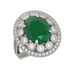 8.76 ctw Certified Emerald & Diamond Victorian Ring 14K White Gold - REF-213M5G