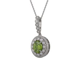 4.22 ctw Tourmaline & Diamond Victorian Necklace 14K White Gold - REF-134H2R