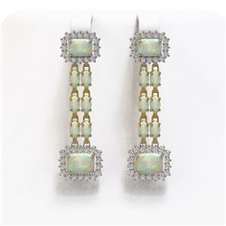 8.26 ctw Opal & Diamond Earrings 14K Yellow Gold - REF-204N4F