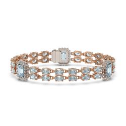 17.68 ctw Sky Topaz & Diamond Bracelet 14K Rose Gold - REF-230W2H