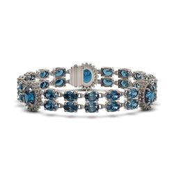 33.49 ctw London Topaz & Diamond Bracelet 14K White Gold - REF-225H2R