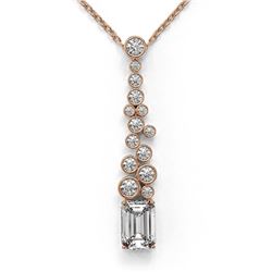 1.2 ctw Emerald Cut Diamond Designer Necklace 18K Rose Gold - REF-245M6G