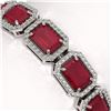 Image 3 : 26.21 ctw Ruby & Diamond Micro Pave Halo Bracelet 10k White Gold - REF-436M4G