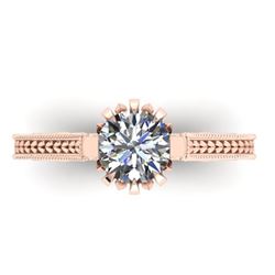 1 ctw Solitaire Certified VS/SI Diamond Ring Art Deco 14k Rose Gold - REF-304K5Y