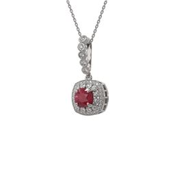 2.55 ctw Certified Ruby & Diamond Victorian Necklace 14K White Gold - REF-100Y2X