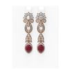Image 1 : 8.66 ctw Ruby & Diamond Earrings 18K Rose Gold - REF-540H9R