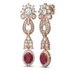 Image 2 : 8.66 ctw Ruby & Diamond Earrings 18K Rose Gold - REF-540H9R