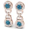 Image 2 : 4 ctw SI/I Intense Blue Diamond Earrings 18K Rose Gold - REF-298Y5X