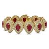 Image 1 : 56.04 ctw Certified Ruby & Diamond Victorian Bracelet 14K Yellow Gold - REF-1520X8A