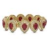 Image 2 : 56.04 ctw Certified Ruby & Diamond Victorian Bracelet 14K Yellow Gold - REF-1520X8A