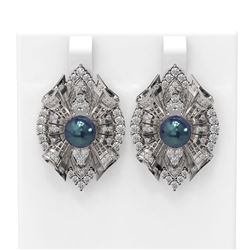 3 ctw Diamond & Pearl Earrings 18K White Gold - REF-299X3A