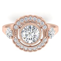1.9 ctw Certified VS/SI Diamond Art Deco 3 Stone Ring 14k Rose Gold - REF-411Y5X
