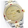 Image 1 : Rolex Men's Two Tone 14K Gold/SS, QuickSet, Diam Pave Dial & Diam/Ruby Bezel - REF-665X4Y