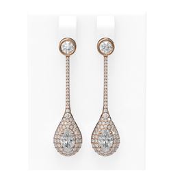 3.81 ctw Oval Diamond Earrings 18K Rose Gold - REF-805N5F