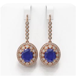 17.22 ctw Sapphire & Diamond Victorian Earrings 14K Rose Gold - REF-354K5Y