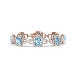30 ctw Topaz & VS/SI Diamond Certified Bracelet 14K Rose Gold - REF-368H9R