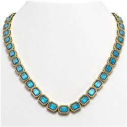 52.99 ctw Swiss Topaz & Diamond Micro Pave Halo Necklace 10k Yellow Gold - REF-696X2A