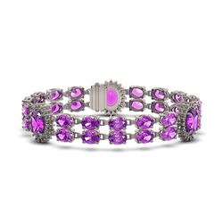 28.03 ctw Amethyst & Diamond Bracelet 14K White Gold - REF-225W2H