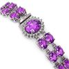 Image 3 : 28.03 ctw Amethyst & Diamond Bracelet 14K White Gold - REF-225W2H