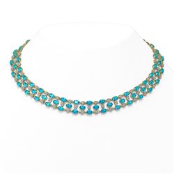 61.73 ctw Swiss Topaz & Diamond Necklace 10K Yellow Gold - REF-527G3W