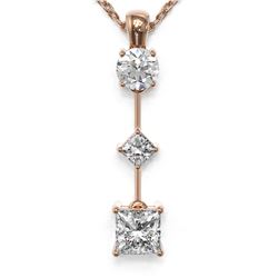 0.9 ctw Princess Cut Diamond Designer Necklace 18K Rose Gold - REF-121K2Y