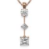 Image 1 : 0.9 ctw Princess Cut Diamond Designer Necklace 18K Rose Gold - REF-121K2Y