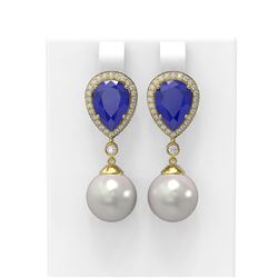 8.03 ctw Sapphire & Diamond Earrings 18K Yellow Gold - REF-254H5R