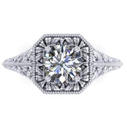1 ctw Solitaire Certified VS/SI Diamond Ring Art Deco 14k White Gold - REF-307N2F