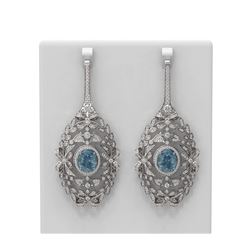 15.28 ctw Aquamarine & Diamond Earrings 18K White Gold - REF-890M9G