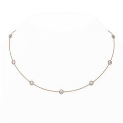 4.5 ctw Diamond Station Necklace 18K Rose Gold - REF-738H2R