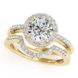 1.19 ctw Certified VS/SI Diamond 2pc Wedding Set Halo 14k Yellow Gold - REF-177Y3X