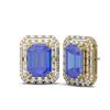 Image 2 : 10.71 ctw Tanzanite & Diamond Earrings 18K Yellow Gold - REF-618K2Y