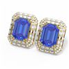 Image 3 : 10.71 ctw Tanzanite & Diamond Earrings 18K Yellow Gold - REF-618K2Y