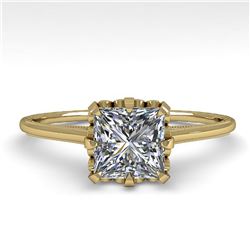 1.0 ctw VS/SI Princess Diamond Engagment Ring 18k Yellow Gold - REF-322N5F