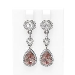 7.42 ctw Morganite & Diamond Earrings 18K White Gold - REF-355A5N