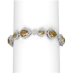 28.26 ctw Canary Citrine & Diamond Bracelet 18K White Gold - REF-525K3Y