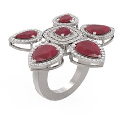 15.43 ctw Ruby Diamond Ring 18K White Gold - REF-436F4M