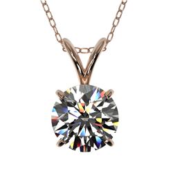 1 ctw Certified Quality Diamond Solitaire Necklace 10k Rose Gold - REF-141W3H