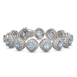 32.95 ctw Aquamarine & Diamond Victorian Bracelet 14K White Gold - REF-982N2F