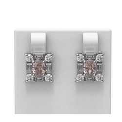 3.5 ctw Morganite & Diamond Earrings 18K White Gold - REF-178X2A