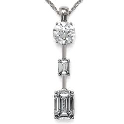 1.75 ctw Emerald Cut Diamond Designer Necklace 18K White Gold - REF-454H2R