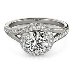 1.35 ctw Certified VS/SI Diamond Halo Ring 18k White Gold - REF-162Y3X