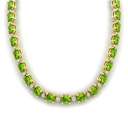 61.85 ctw Peridot & VS/SI Certified Diamond Necklace GOLD 10k Yellow Gold - REF-395G8W