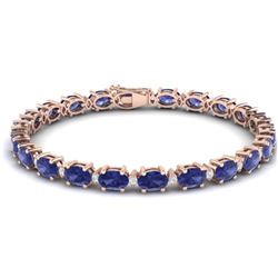 26.3 ctw Tanzanite & VS/SI Diamond Eternity Bracelet 10k Rose Gold - REF-345R5K