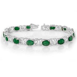 12.05 ctw Emerald & Diamond Bracelet 14k White Gold - REF-154N5F