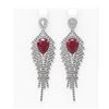 Image 1 : 11.22 ctw Ruby & Diamond Earrings 18K White Gold - REF-527F3M
